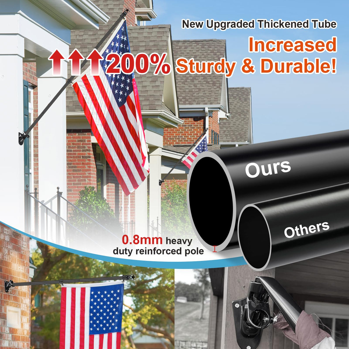 5ft Tangle-Free Stainless Steel Flag Pole Kit I1003