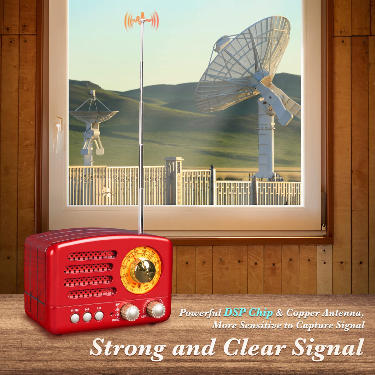 Retro Vintage AM FM Radio with Bluetooth Speaker E484765