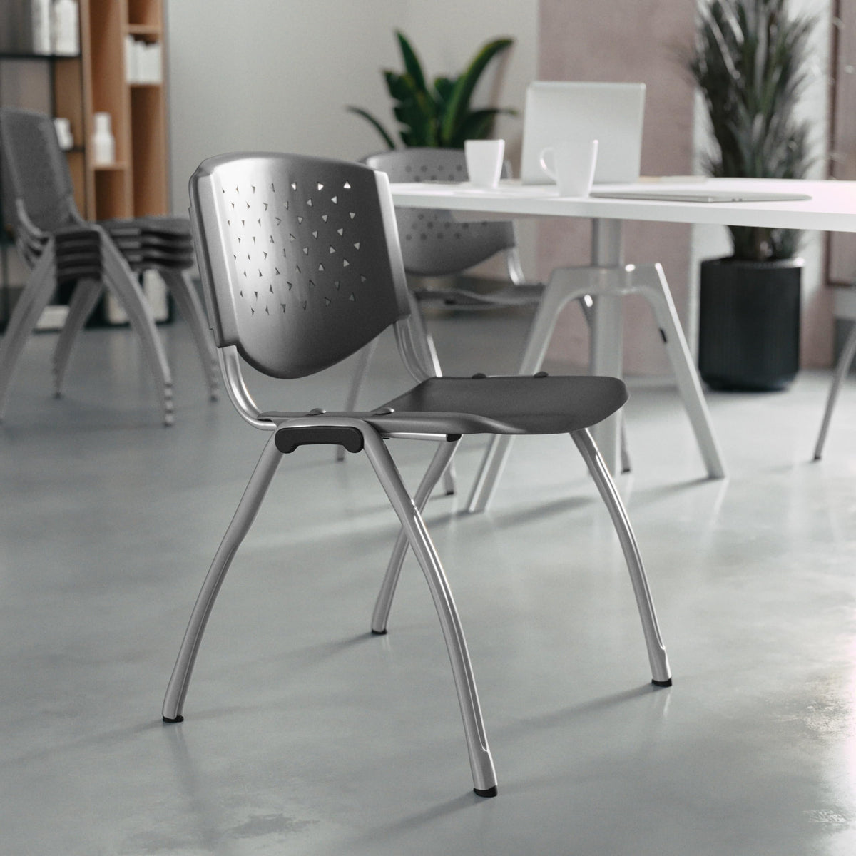 Gray Plastic Stack Chair J737