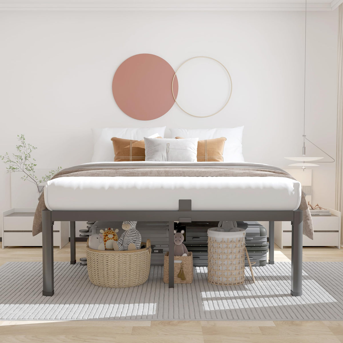 18 Inch Queen Bed Frame with Rounded Corner O9542