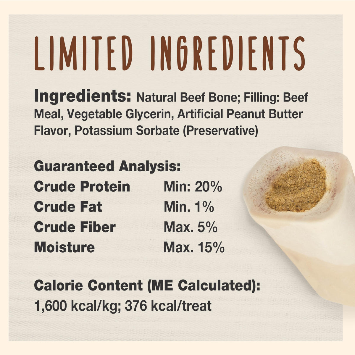 Peanut Butter Flavor Large Stuffed Shin Bones for Dogs G6278
