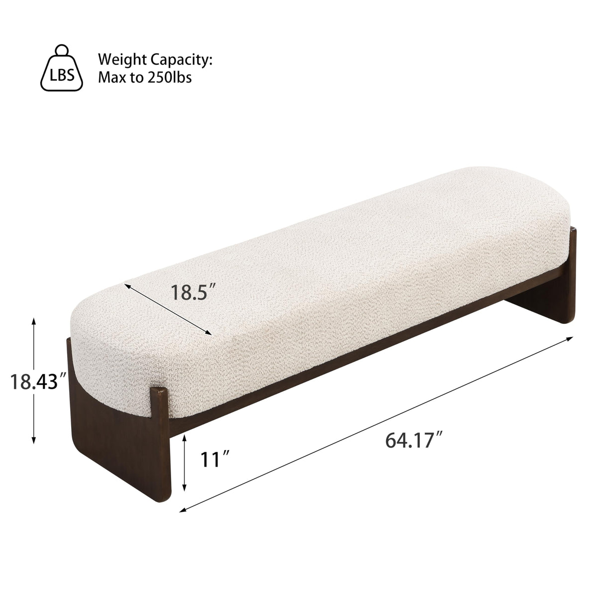 Beige Brown Loop Yarn Fabric Ottoman Bench X15725
