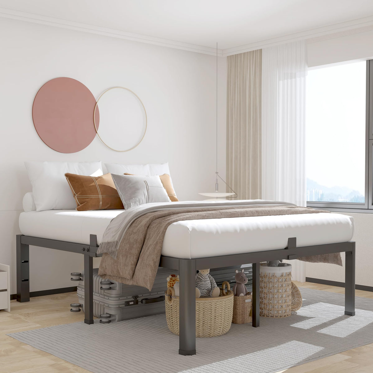 18 Inch Queen Bed Frame with Rounded Corner O9542