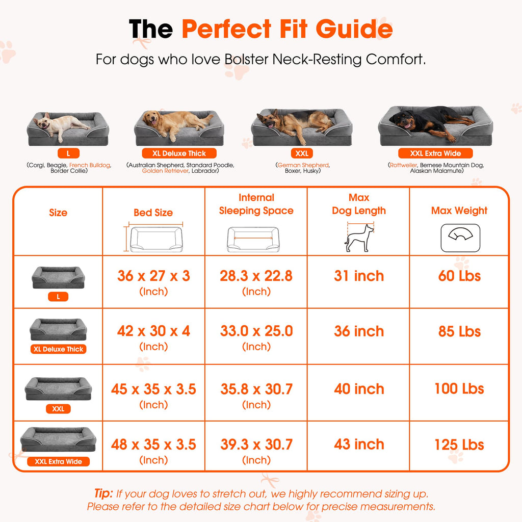 Waterproof Orthopedic Dog Bed with Bolster G3967