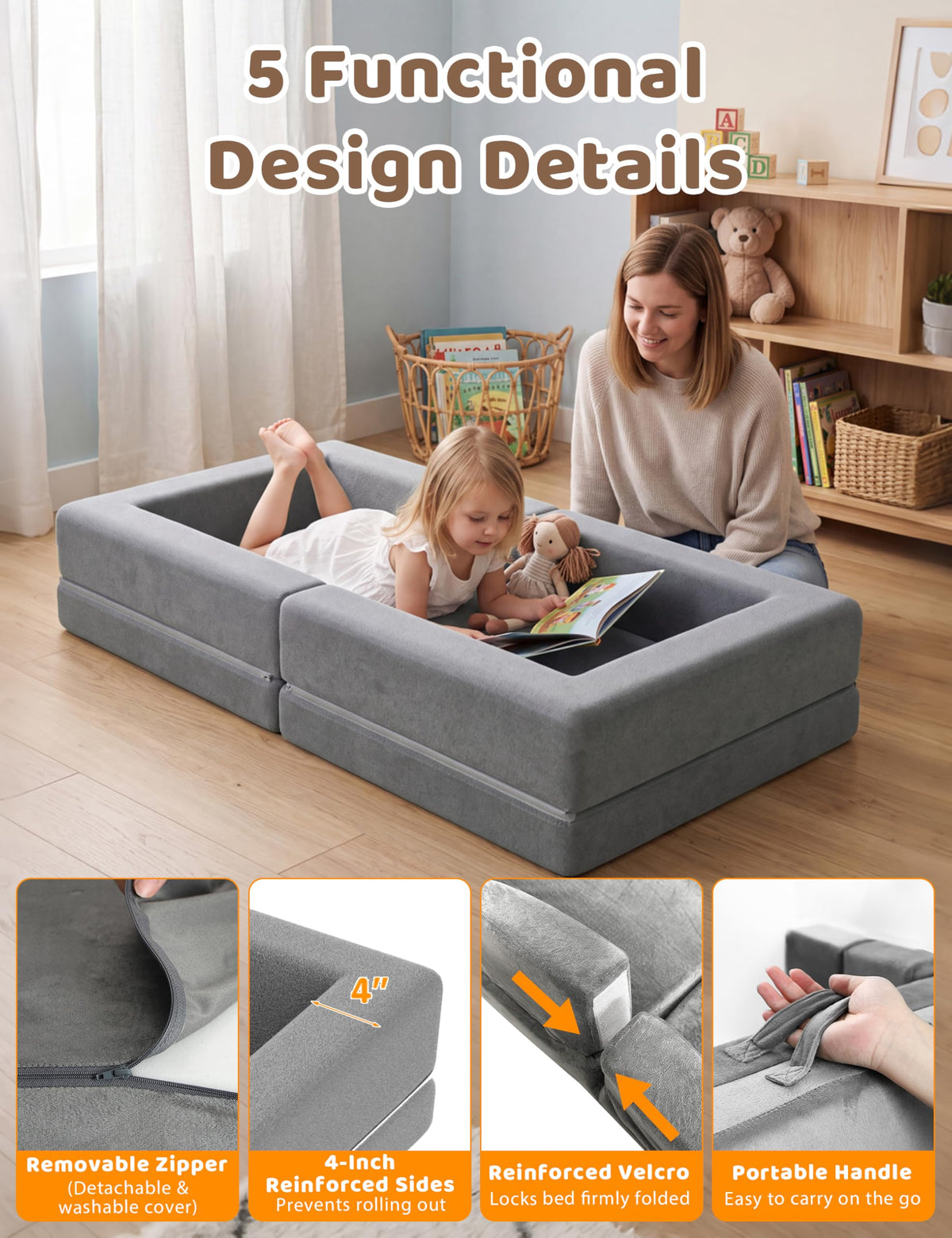 54" Portable Foldable Foam Toddler Bed M792179