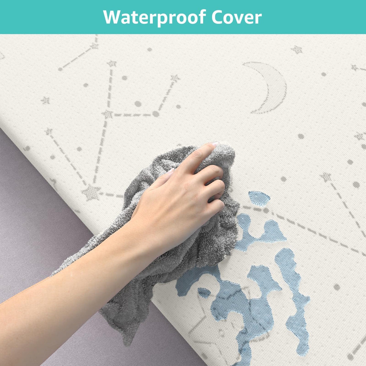 Bamboo Breathable 38x26 Waterproof Baby Mattress Topper with Strap U86096