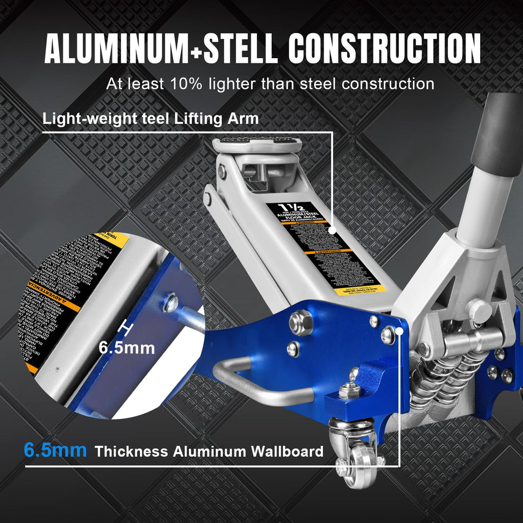 Blue 1.5 Ton Low Profile Aluminum Steel Racing Floor Jack S148058