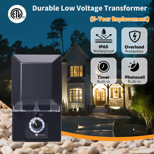 200W Low Voltage Landscape Transformer with Timer and Photocell U97373