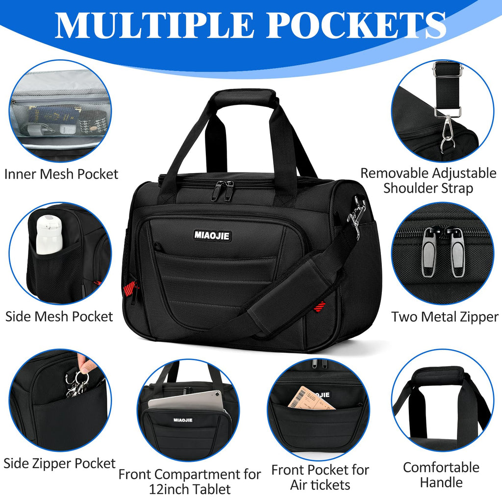 16 IN Black Underseat Carry On Luggage Bag R818