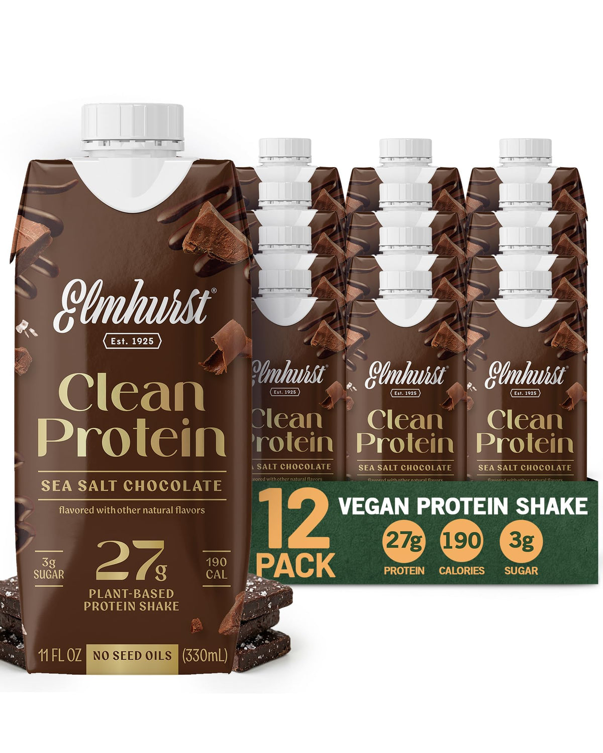 Sea Salt Chocolate Vegan Protein Shakes 11 Ounce 12-Pack Y58333