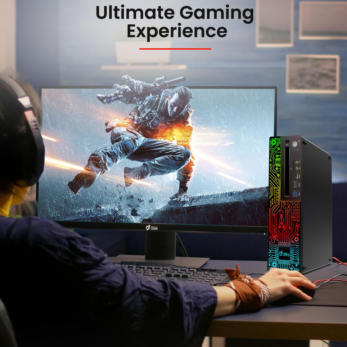 RGB Gaming Desktop PC Intel i5 16GB Ram 512GB SSD GeForce GT 1030 Windows 11 Pro O82266