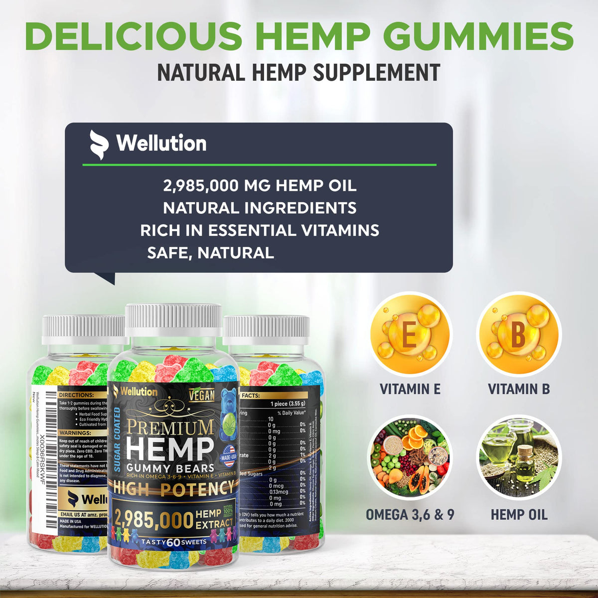 Sugar-Coated Hemp Gummies 2,985,000 MCG 60ct E54632