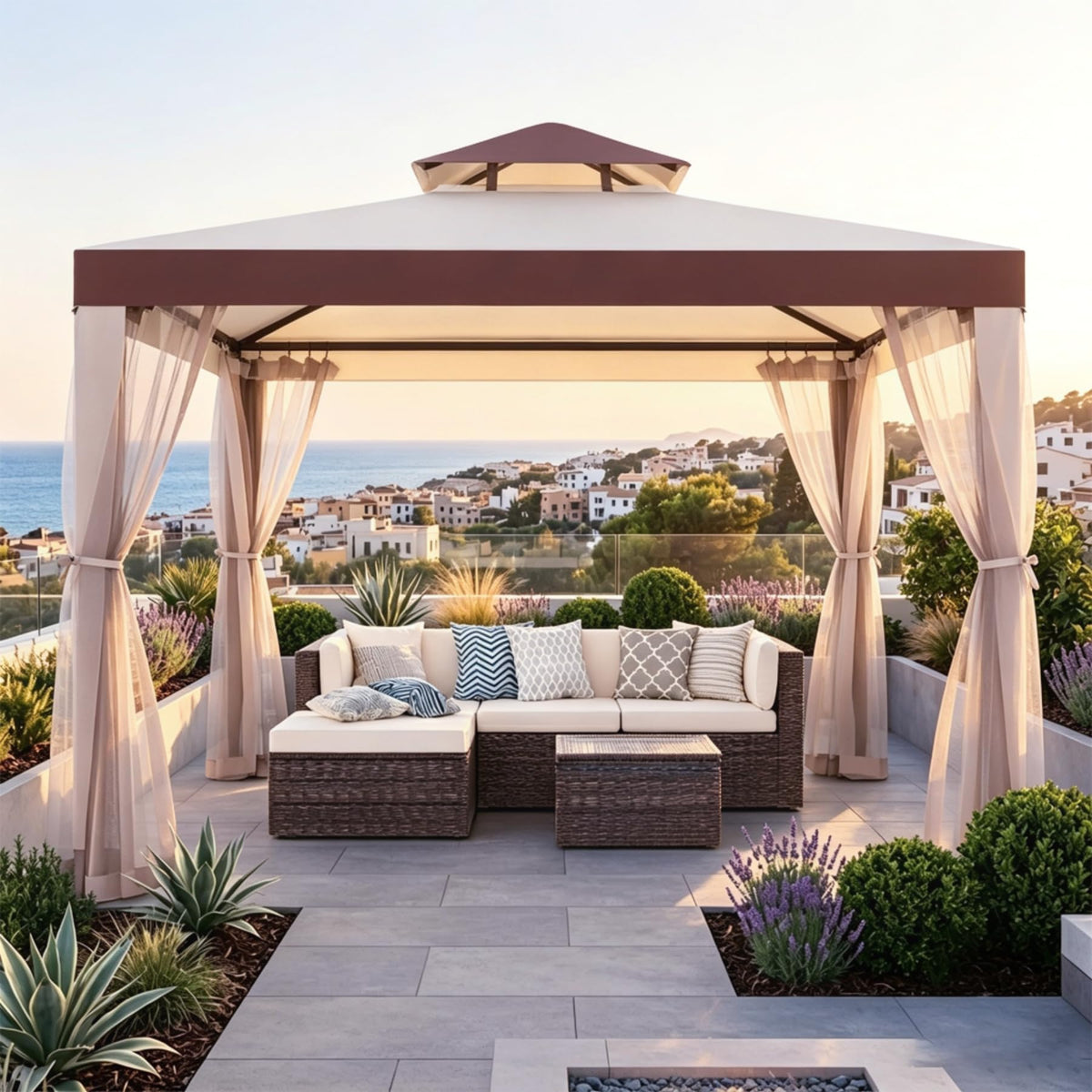 10x10 Outdoor Gazebo with Mosquito Netting T600625