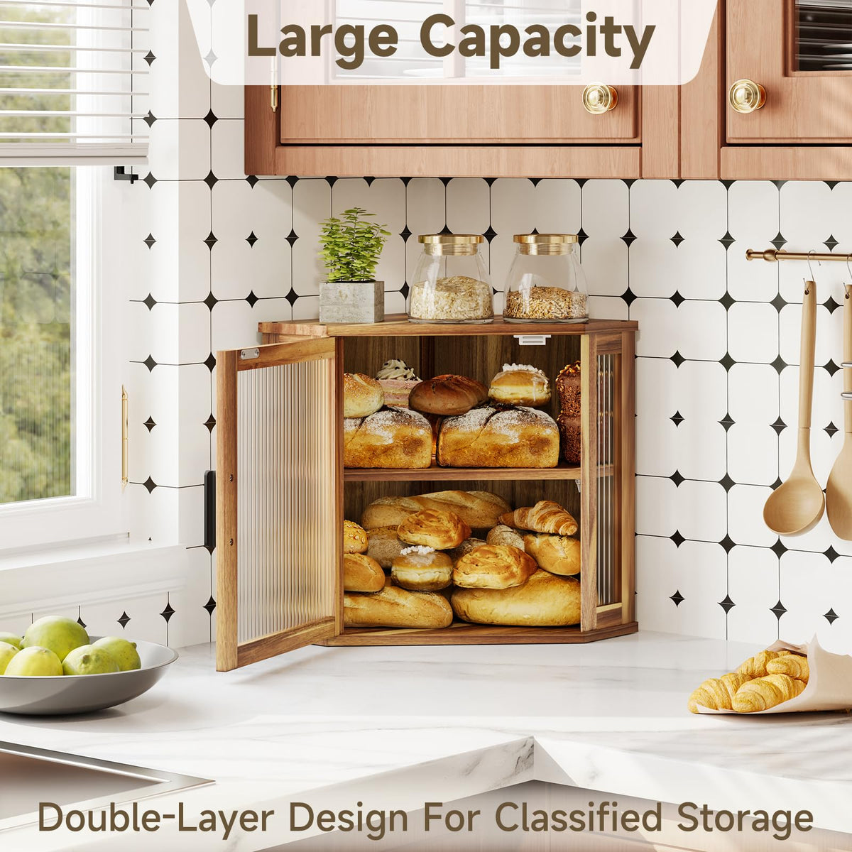 Acacia Wood Bread Box E61509
