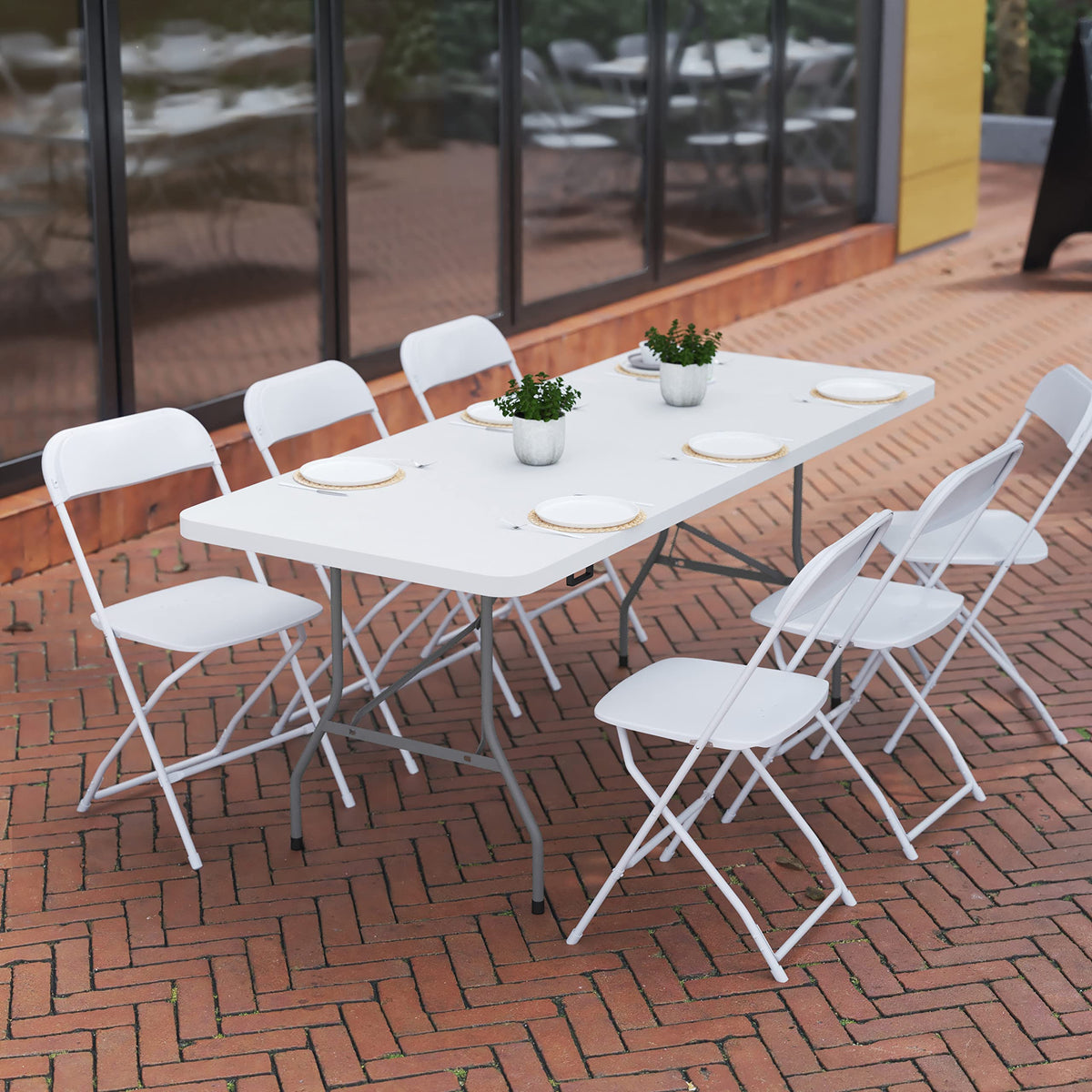 6-Foot Heavy Duty Plastic Folding Table with Carrying Handles N53628