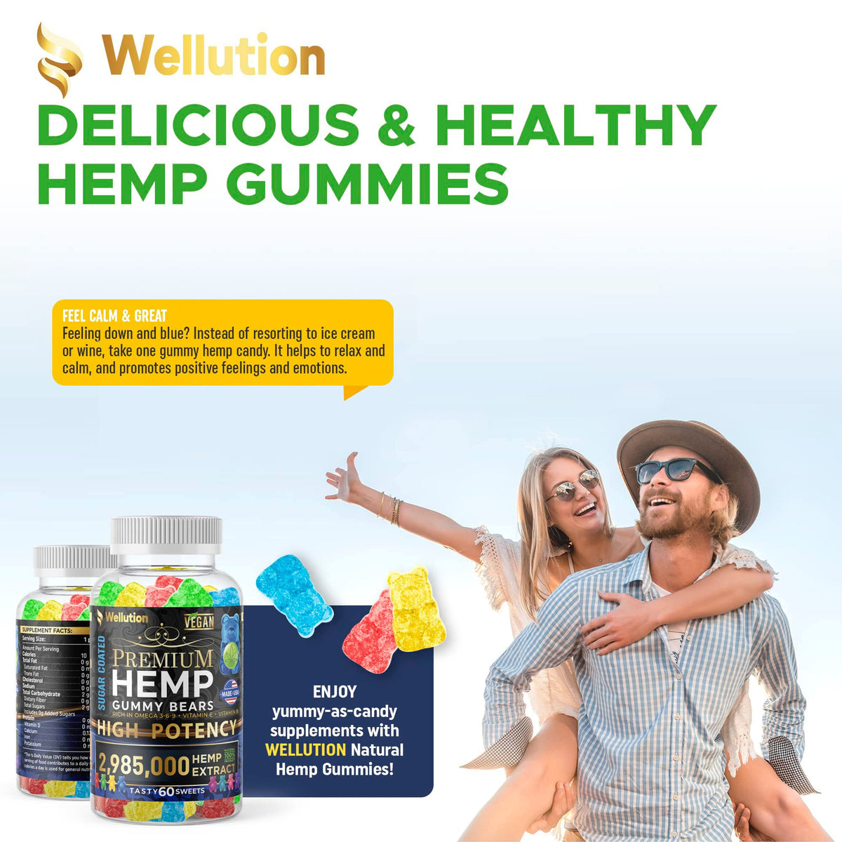 Sugar-Coated Hemp Gummies 2,985,000 MCG 60ct E54632