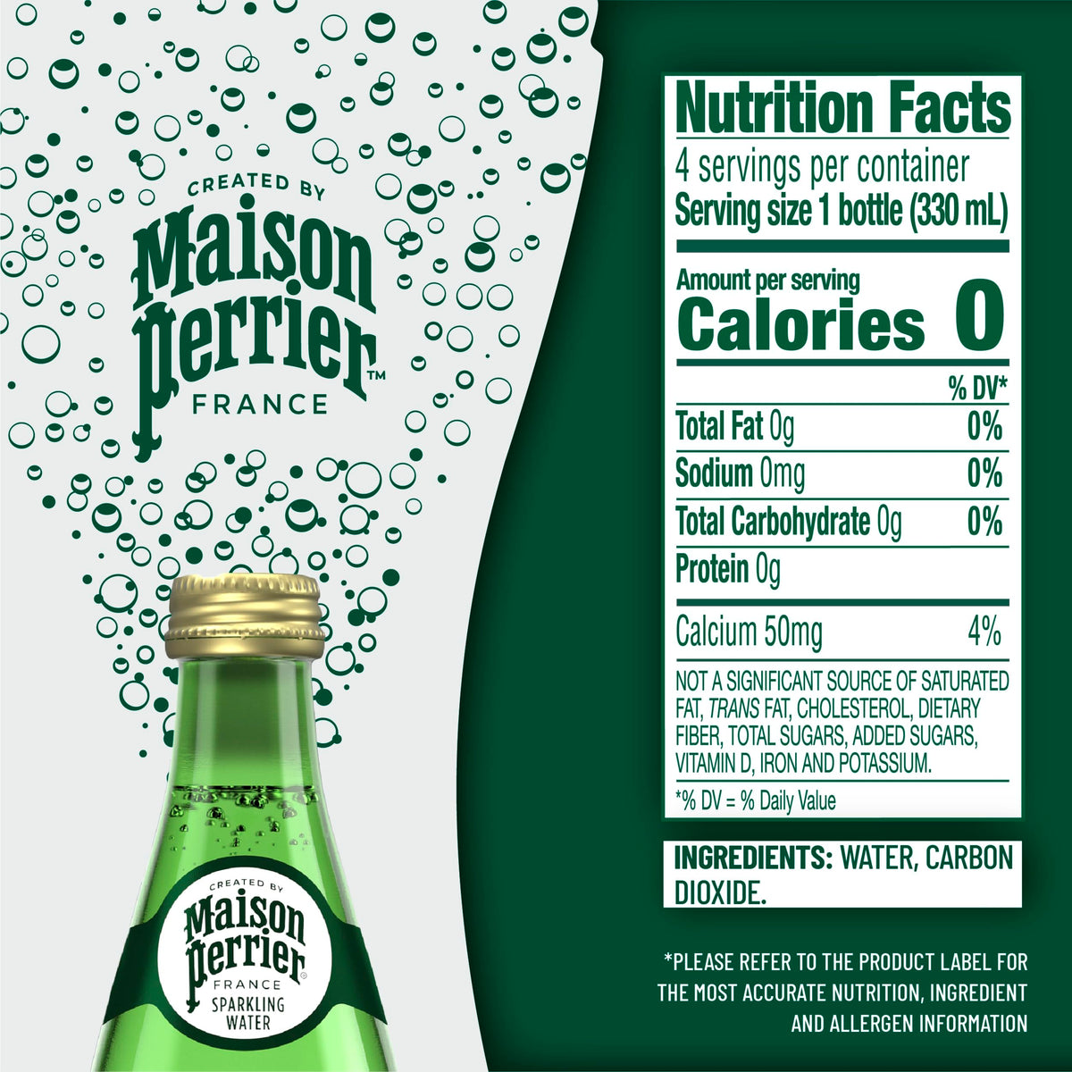 Unflavored Sparkling Water 4 Pack Glass Bottle 11.15 fl oz L338736