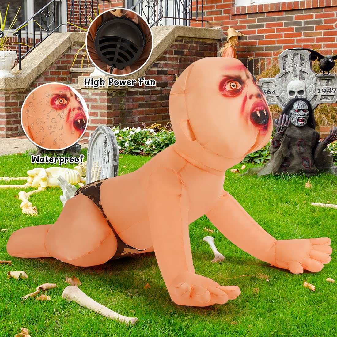 4 FT Inflatable Zombie with Built-in LEDs F3076