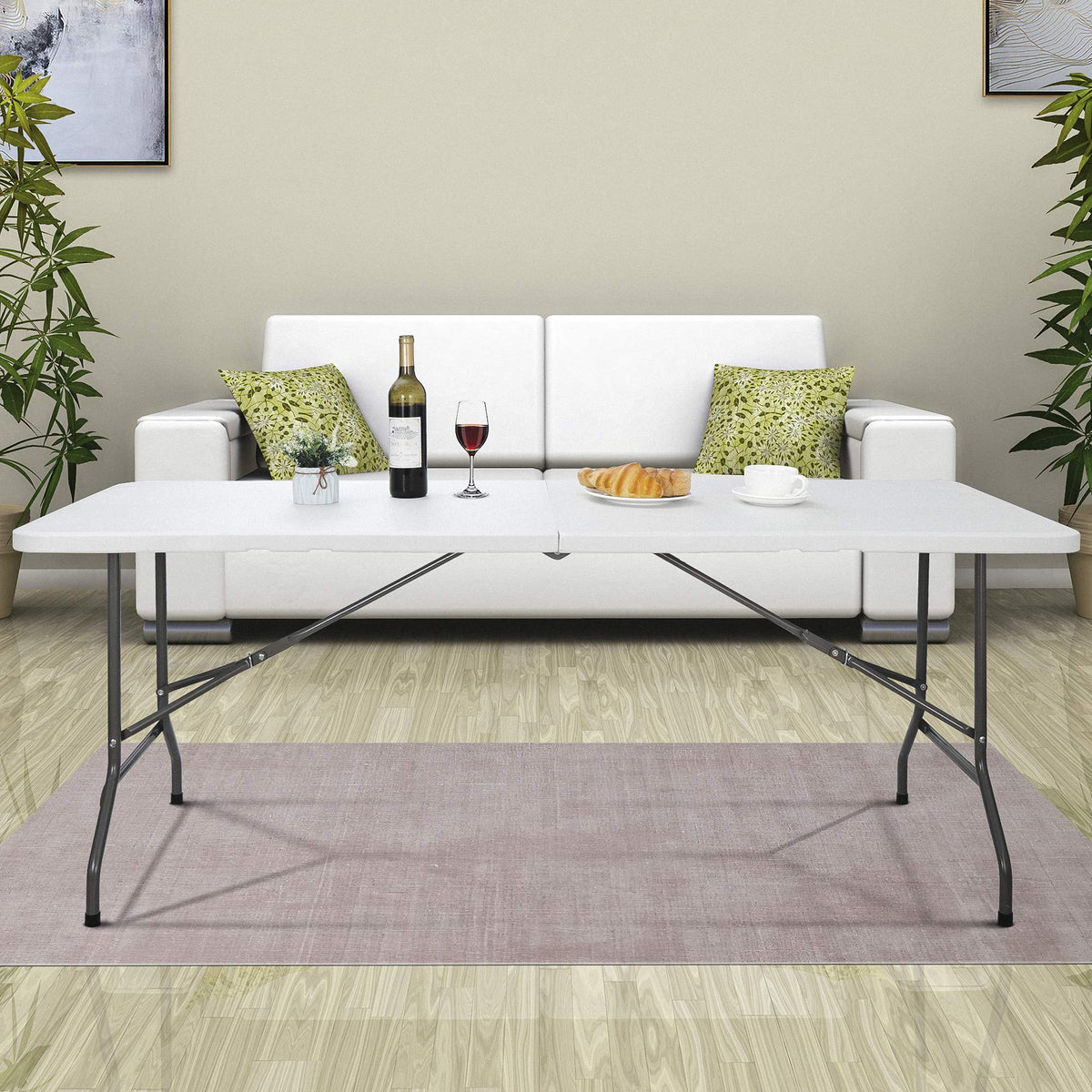 White 6Ft Heavy Duty Folding Picnic Table V5224
