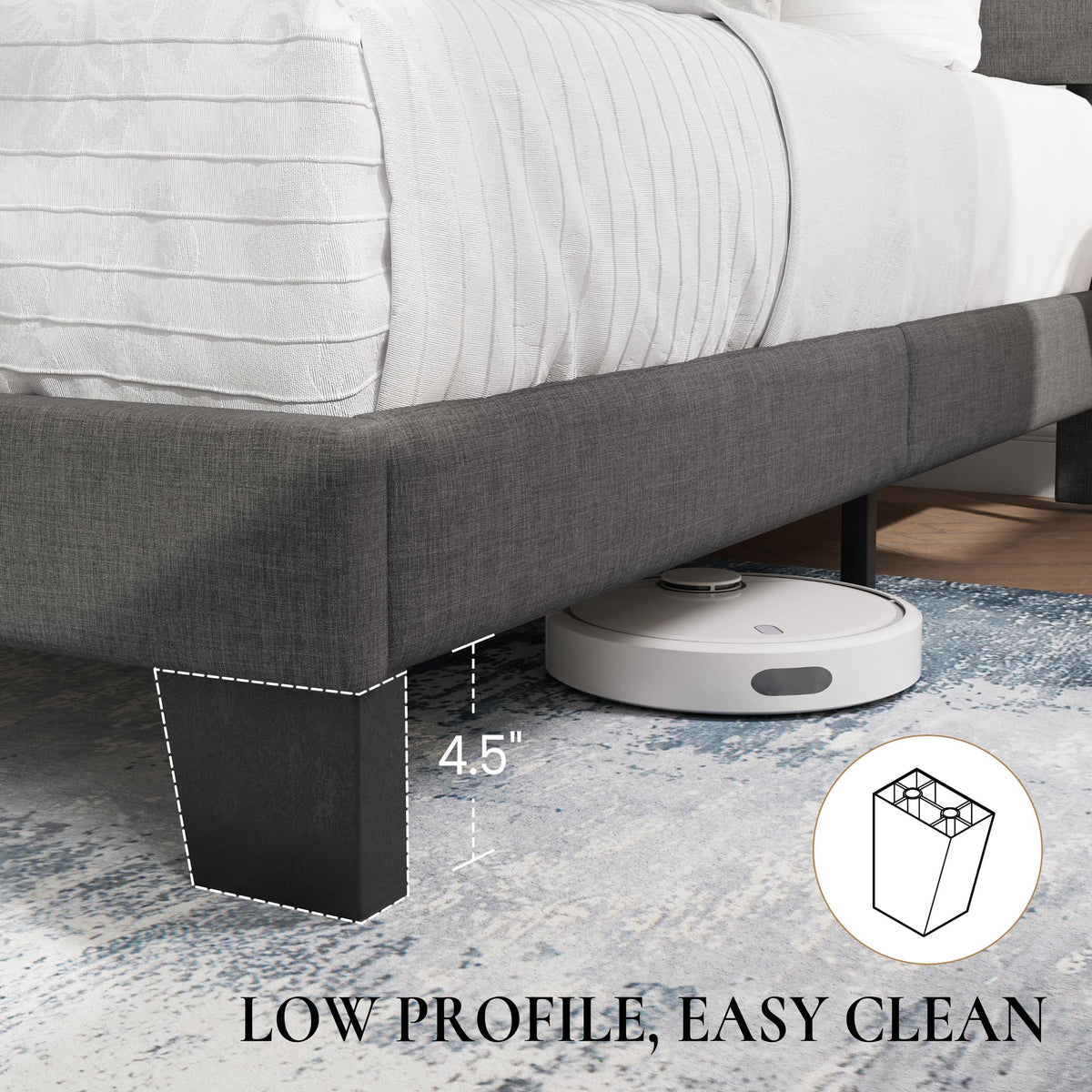 Twin Platform Bed Frame with Upholstered Fabric Headboard R509109