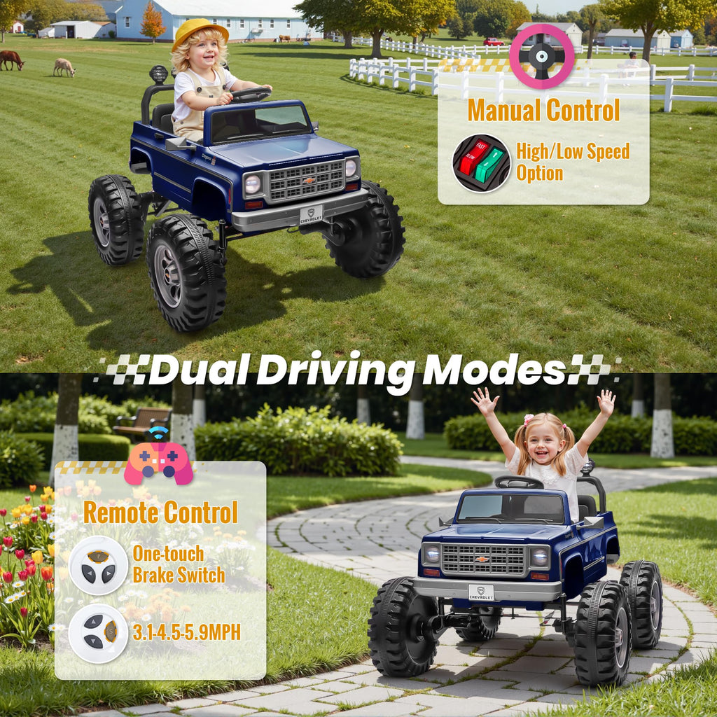 24V Blue 4WD Ride on Monster Truck Car U61401