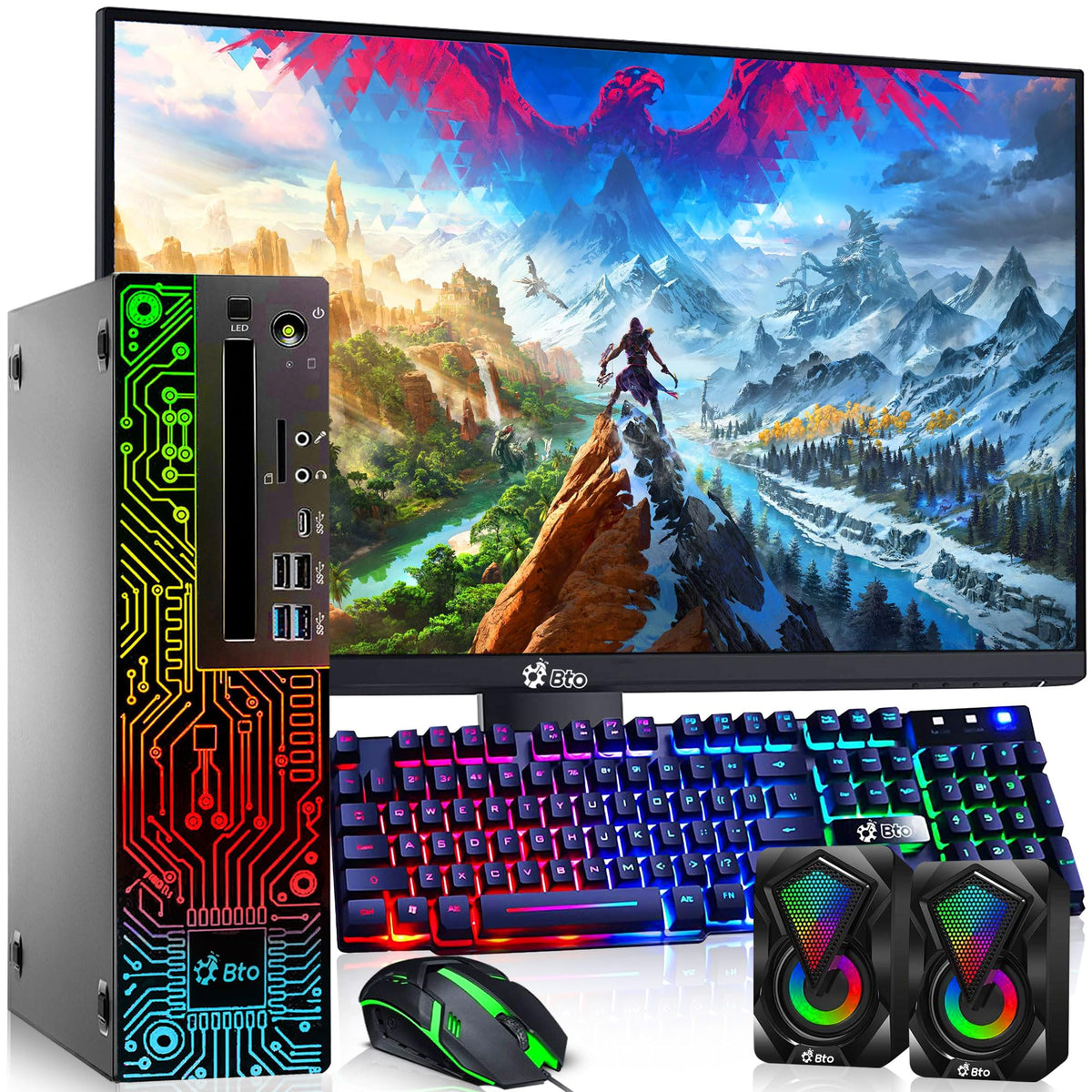 RGB Gaming Desktop PC Intel i5 16GB Ram 512GB SSD GeForce GT 1030 Windows 11 Pro O82266