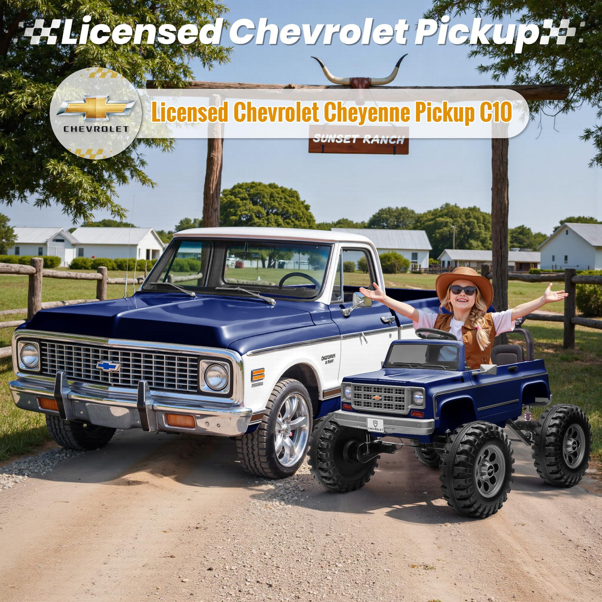 24V Blue 4WD Ride on Monster Truck Car U61401