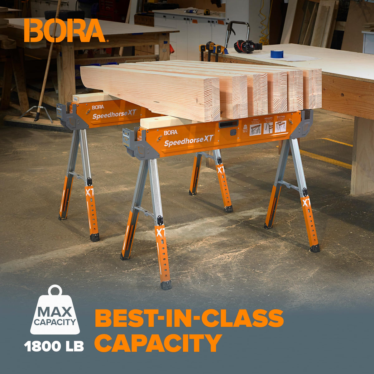 2 Pack Adjustable Folding Heavy Duty Sawhorse N509944