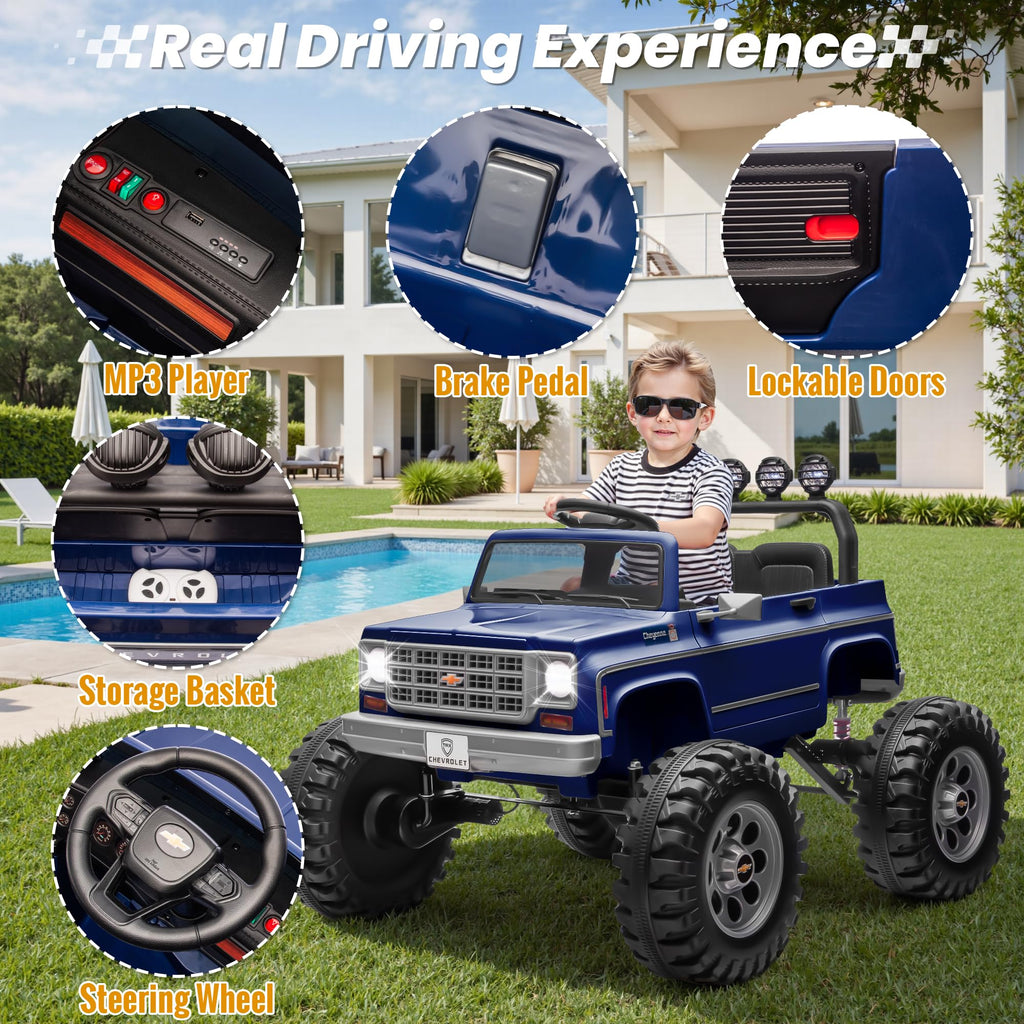 24V Blue 4WD Ride on Monster Truck Car U61401